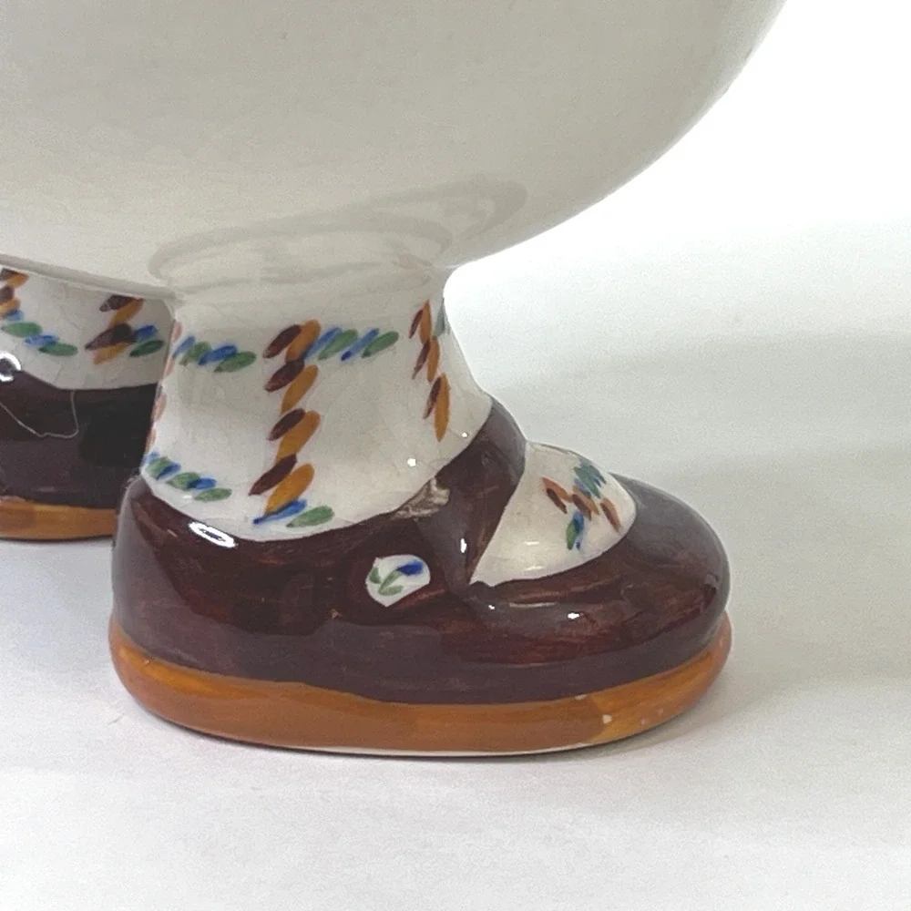 Carlton Ware Walking Ware Creamer Sugar Bowl England Blue Brown Shoes Vintage